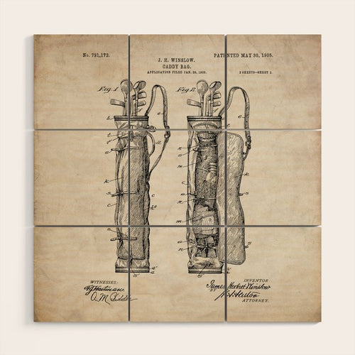 Golf Bag Patent - Caddy Art - Antique Wood Wall Art Gallery Image 1