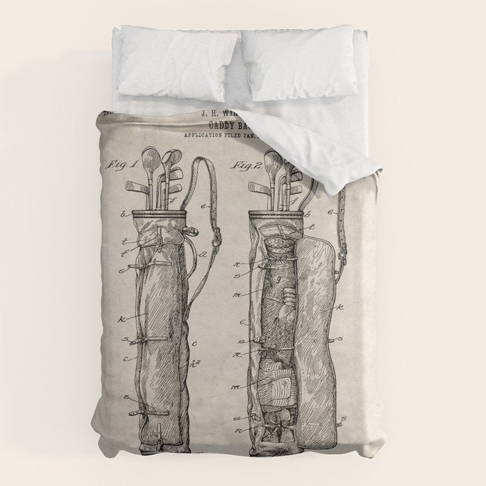 Golf Bag Patent - Caddy Art - Antique Duvet Cover Gallery Image 1