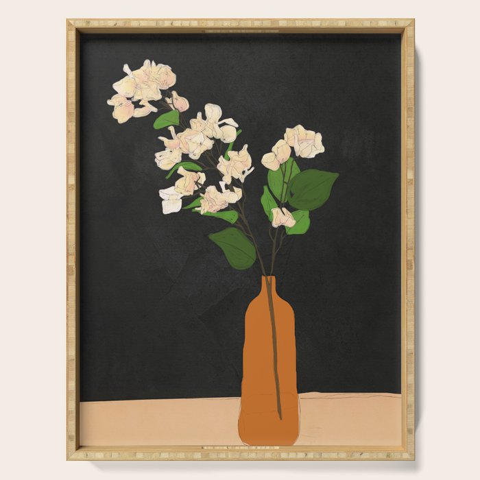 Branches Blooming Black Serving Tray Gallery Image 1