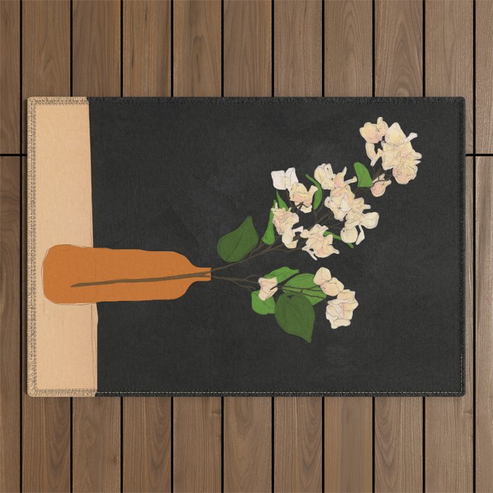 Branches Blooming Black Outdoor Rug Gallery Image 1
