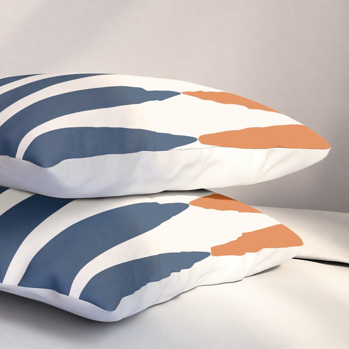 Abstract Shapes 106 Pattern in vintage Orange and Navy Blue  Pillow Sham Gallery Image 3