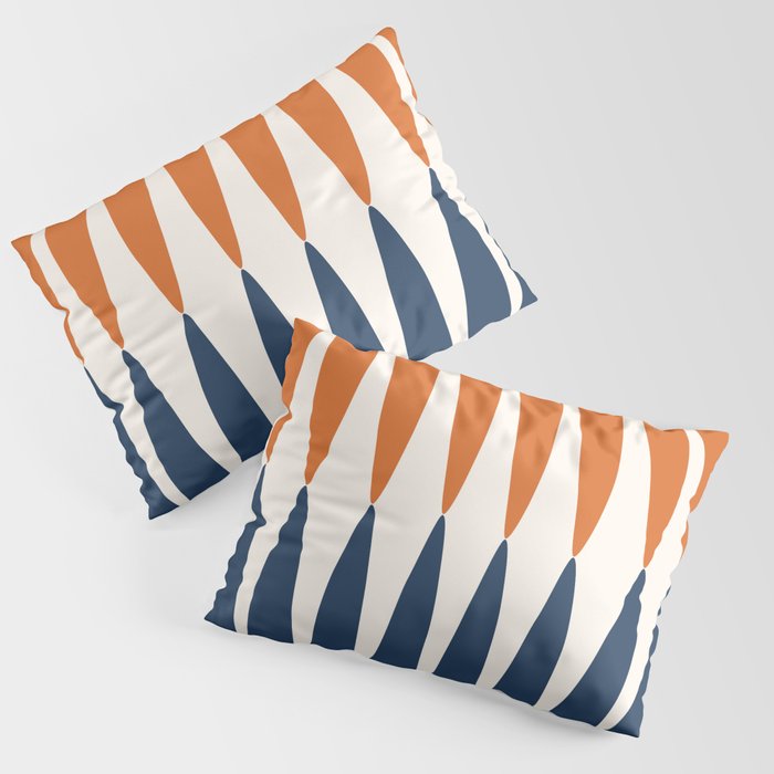 Abstract Shapes 106 Pattern in vintage Orange and Navy Blue  Pillow Sham Gallery Image 3