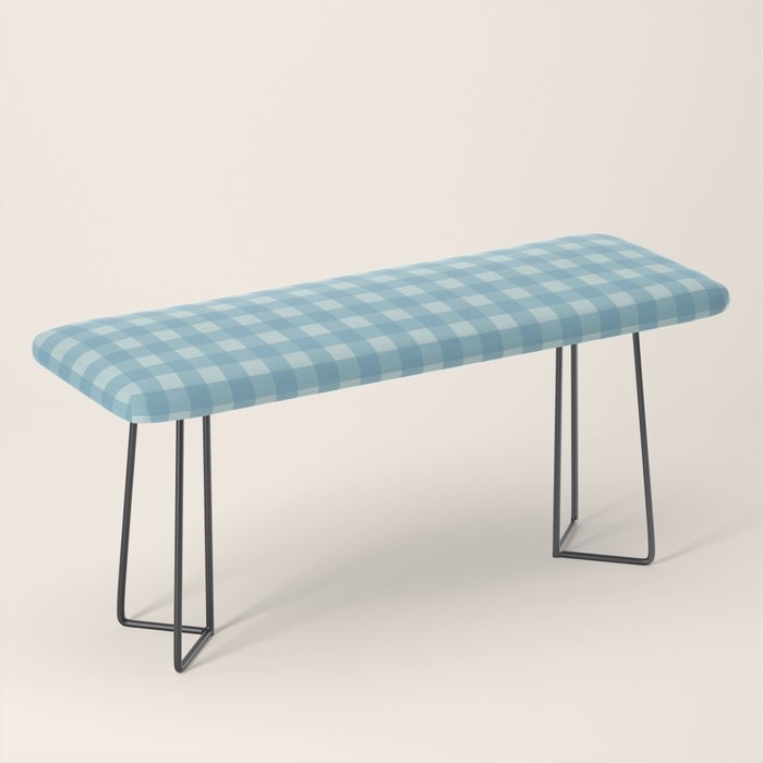 Gingham Check Country Cottage Pattern in Light Blue Tones Bench Gallery Image 1