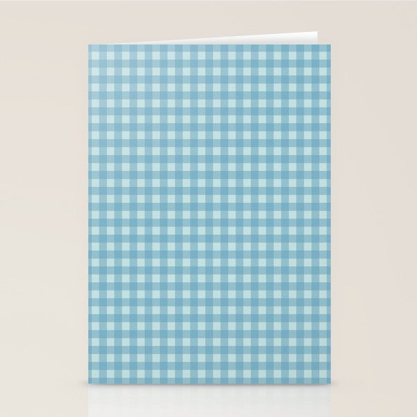 Gingham Check Country Cottage Pattern in Light Blue Tones Stationery Card Gallery Image 1