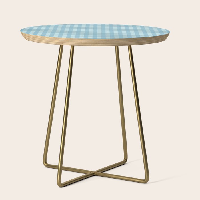Gingham Check Country Cottage Pattern in Light Blue Tones Side Table Gallery Image 1