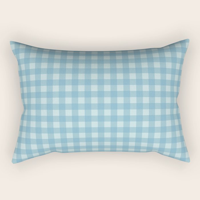 Gingham Check Country Cottage Pattern in Light Blue Tones Rectangular Pillow Gallery Image 2