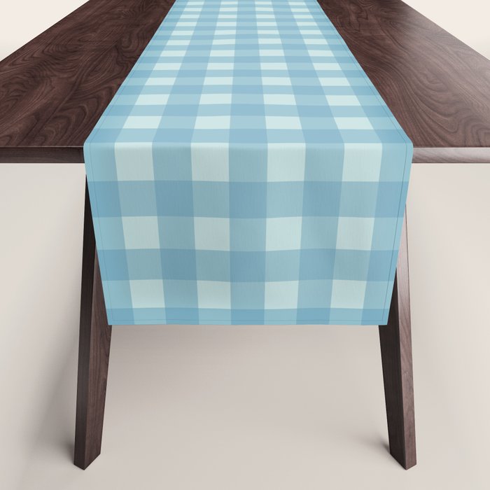 Gingham Check Country Cottage Pattern in Light Blue Tones Table Runner Gallery Image 1