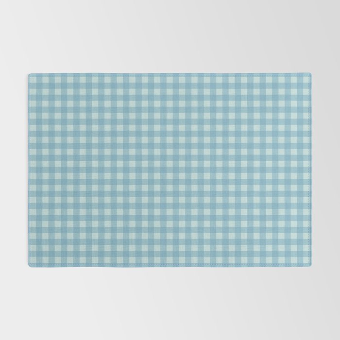 Gingham Check Country Cottage Pattern in Light Blue Tones Rug Gallery Image 2