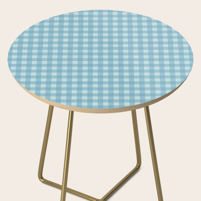 Gingham Check Country Cottage Pattern in Light Blue Tones Side Table Gallery Image 2