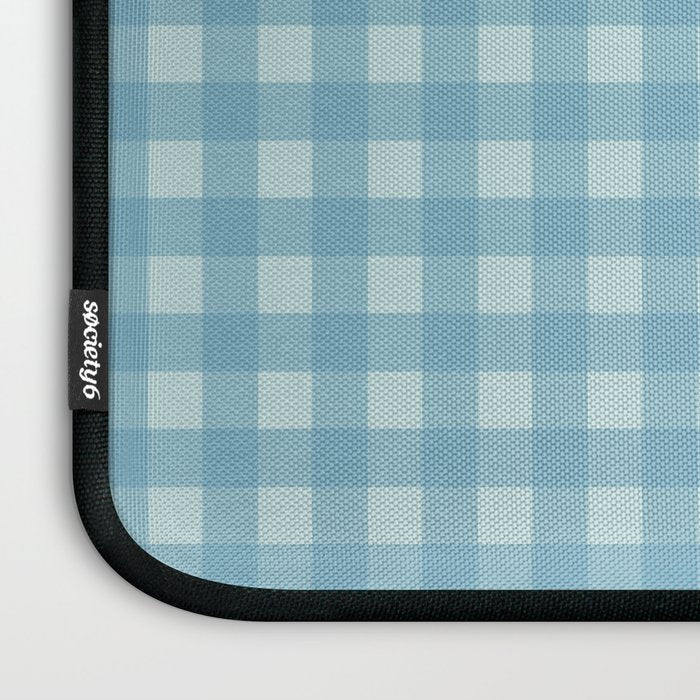 Gingham Check Country Cottage Pattern in Light Blue Tones Laptop Sleeve Gallery Image 3