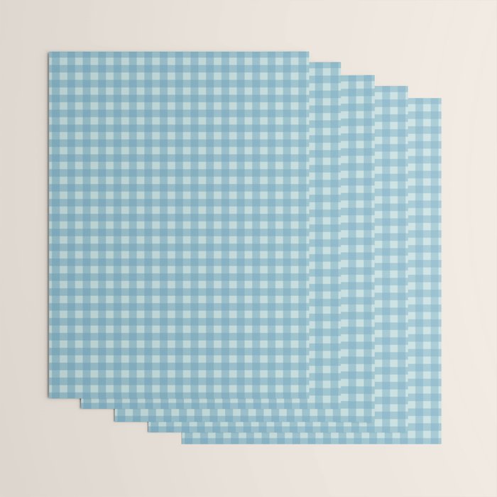 Gingham Check Country Cottage Pattern in Light Blue Tones Wrapping Paper Gallery Image 3