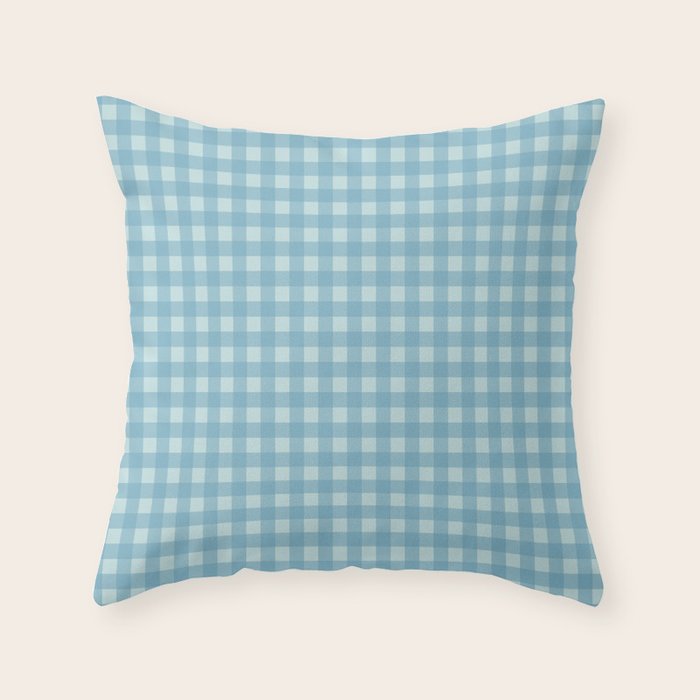 Gingham Check Country Cottage Pattern in Light Blue Tones Throw Pillow Gallery Image 6