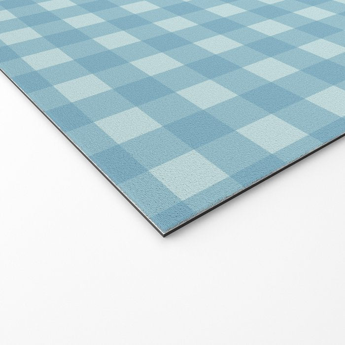 Gingham Check Country Cottage Pattern in Light Blue Tones Welcome Mat Gallery Image 2