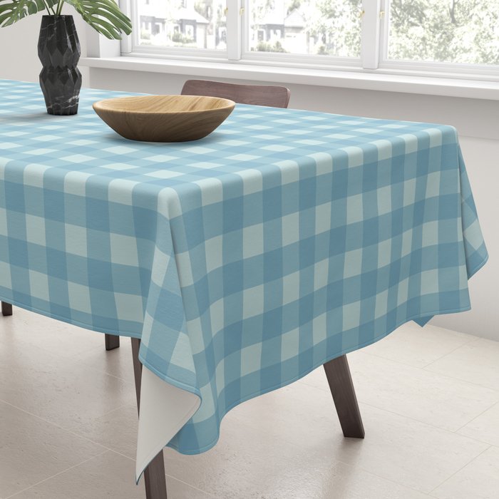Gingham Check Country Cottage Pattern in Light Blue Tones Tablecloth Gallery Image 3