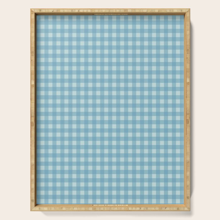 Gingham Check Country Cottage Pattern in Light Blue Tones Serving Tray Gallery Image 1