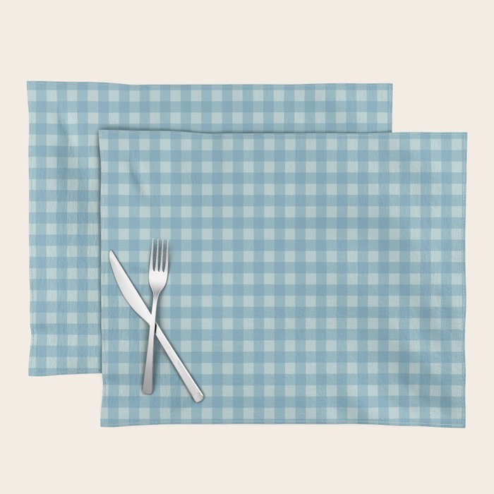 Gingham Check Country Cottage Pattern in Light Blue Tones Placemat Gallery Image 1