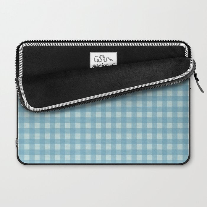 Gingham Check Country Cottage Pattern in Light Blue Tones Laptop Sleeve Gallery Image 2