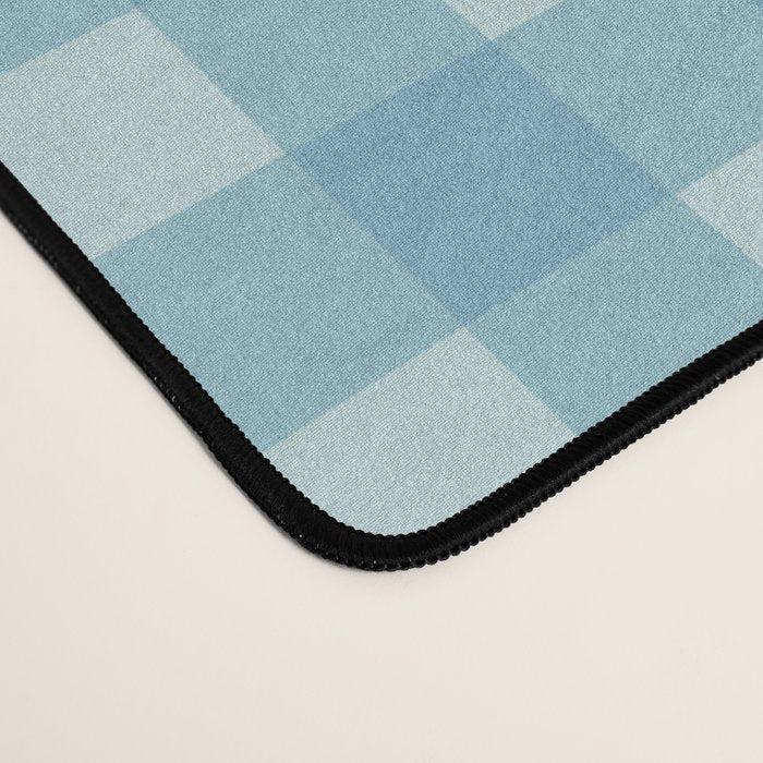 Gingham Check Country Cottage Pattern in Light Blue Tones Desk Mat Gallery Image 4