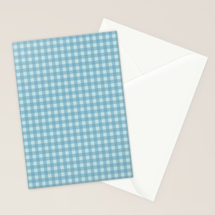 Gingham Check Country Cottage Pattern in Light Blue Tones Stationery Card Gallery Image 2