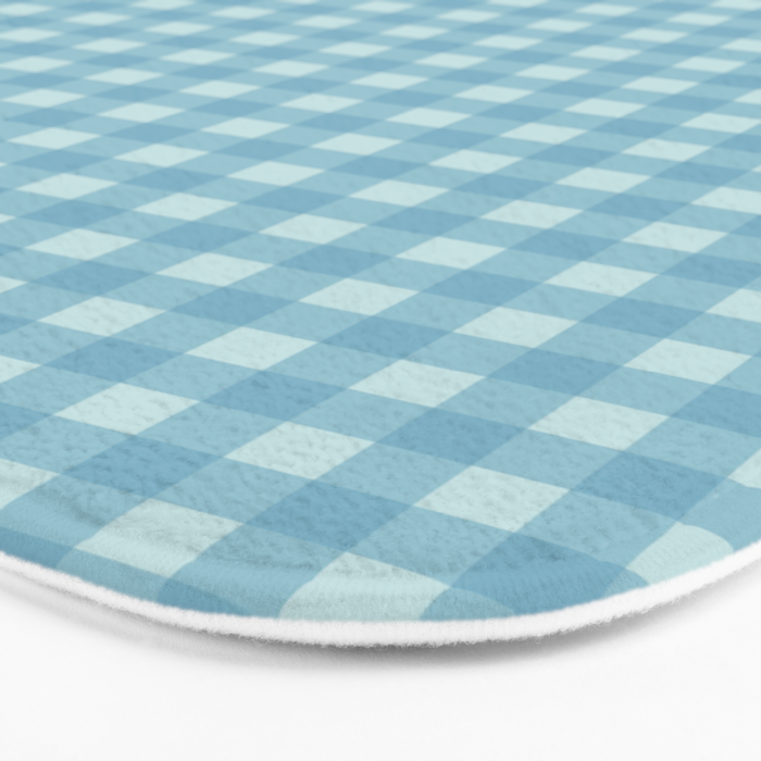 Gingham Check Country Cottage Pattern in Light Blue Tones Bath Mat Gallery Image 3