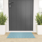 Gingham Check Country Cottage Pattern in Light Blue Tones Welcome Mat Gallery Image 3