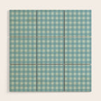 Gingham Check Country Cottage Pattern in Light Blue Tones Wood Wall Art Gallery Image 1