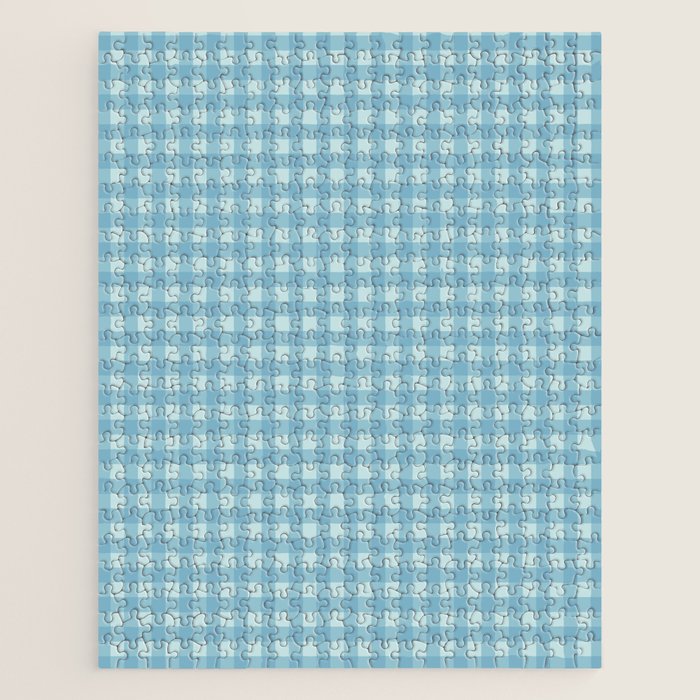 Gingham Check Country Cottage Pattern in Light Blue Tones Jigsaw Puzzle Gallery Image 1