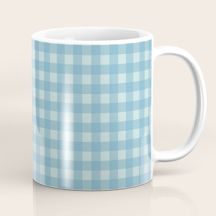 Gingham Check Country Cottage Pattern in Light Blue Tones Coffee Mug Gallery Image 1