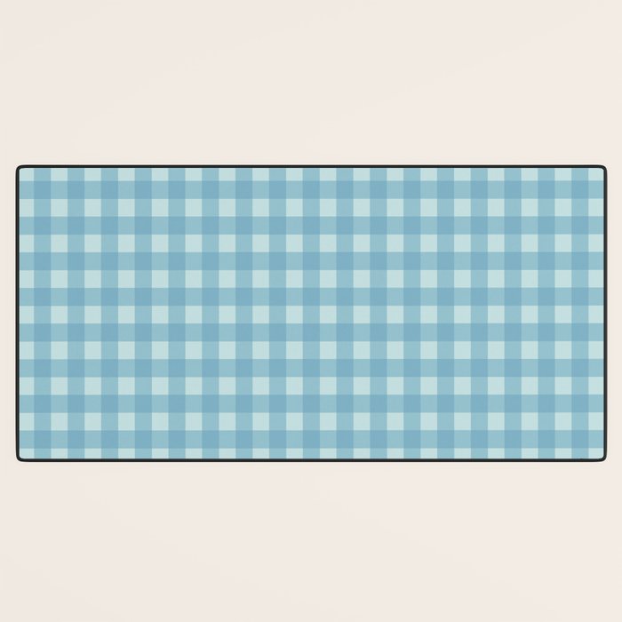 Gingham Check Country Cottage Pattern in Light Blue Tones Desk Mat Gallery Image 3