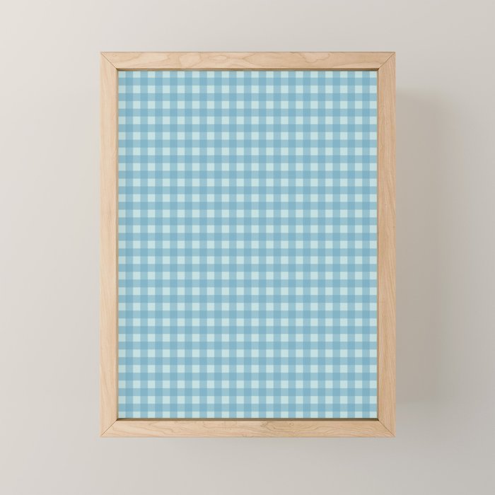 Gingham Check Country Cottage Pattern in Light Blue Tones Mini Art Print Gallery Image 1