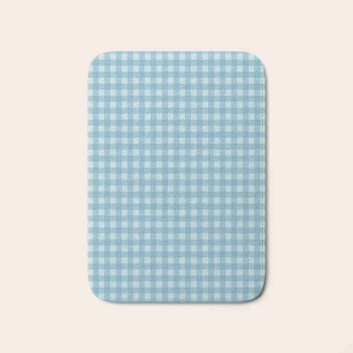 Gingham Check Country Cottage Pattern in Light Blue Tones Bath Mat Gallery Image 1