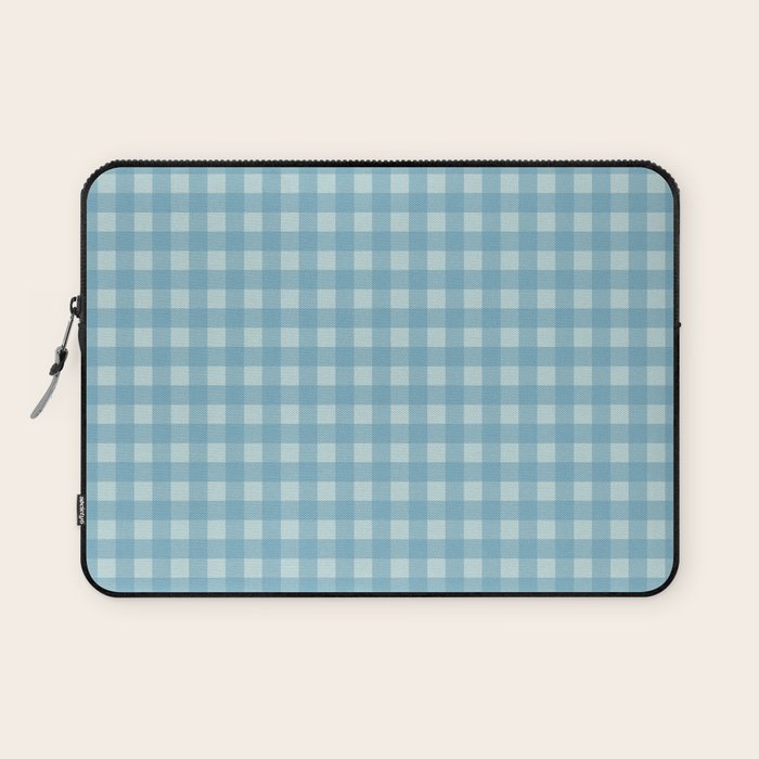 Gingham Check Country Cottage Pattern in Light Blue Tones Laptop Sleeve Gallery Image 1