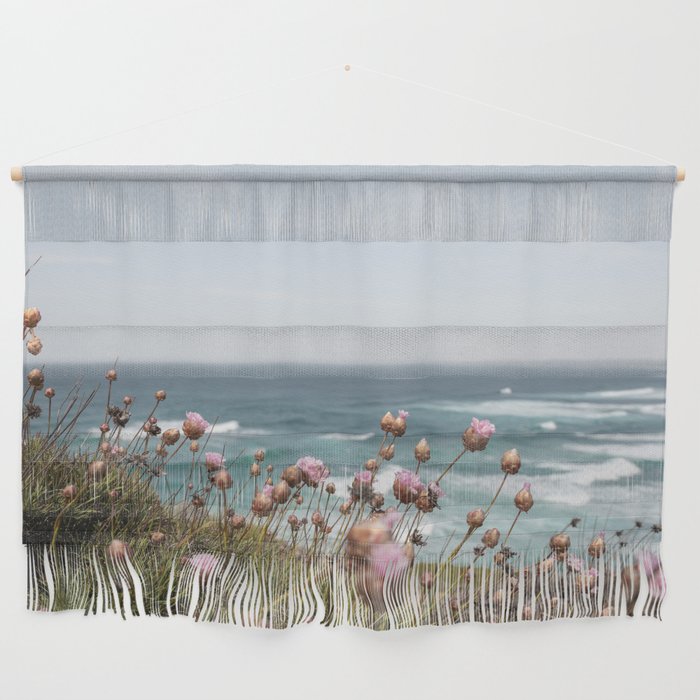 Pink Flowers by the Ocean | Travel Photography in Portugal Art Print | Summer at Bordeira Beach Wall Hanging Gallery Image 1