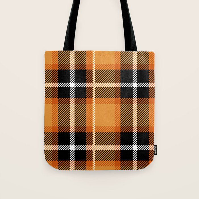 Orange + Black Plaid Tote Bag Gallery Image 1