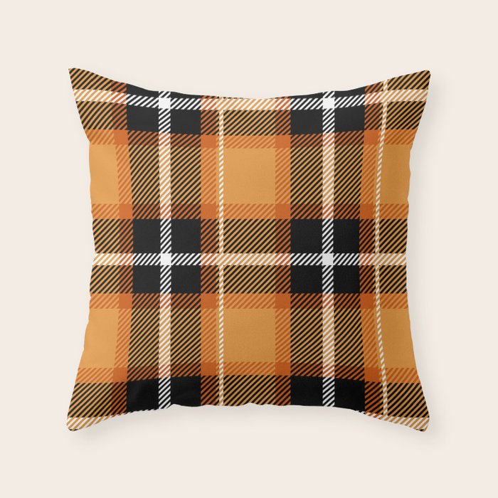 Orange + Black Plaid Throw Pillow Gallery Image 6