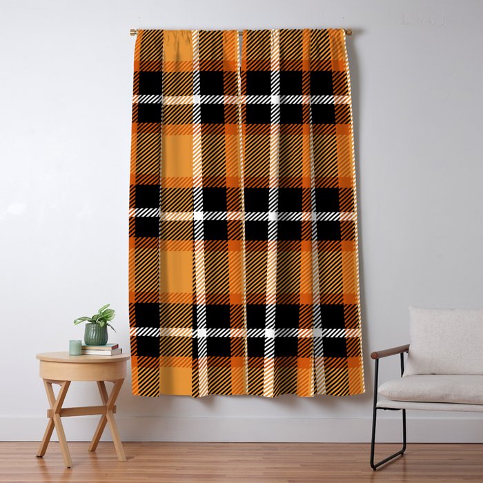 Orange + Black Plaid Window Curtain Gallery Image 5