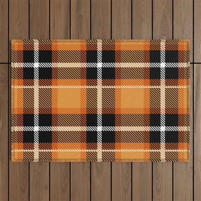 Orange + Black Plaid Outdoor Rug Gallery Image 1