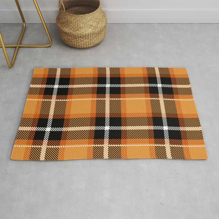 Orange + Black Plaid Rug Gallery Image 1