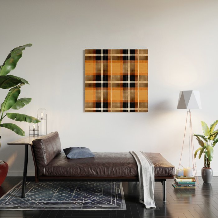 Orange + Black Plaid Wood Wall Art Gallery Image 2