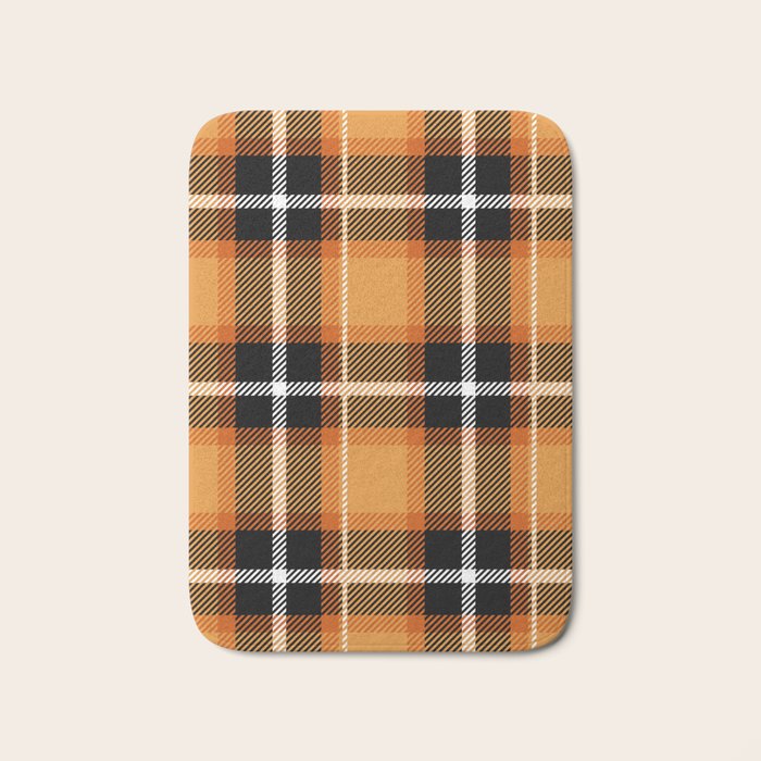 Orange + Black Plaid Bath Mat Gallery Image 1