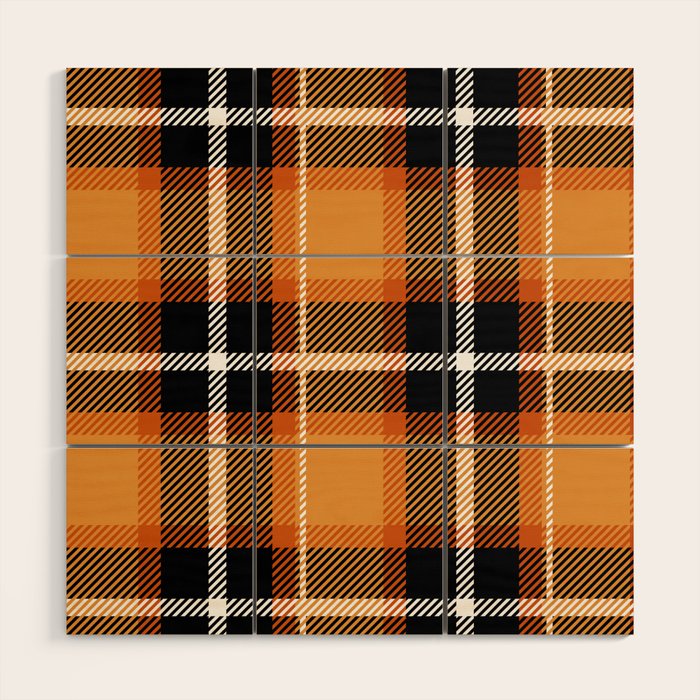 Orange + Black Plaid Wood Wall Art Gallery Image 1
