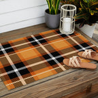 Orange + Black Plaid Outdoor Rug Gallery Image 2