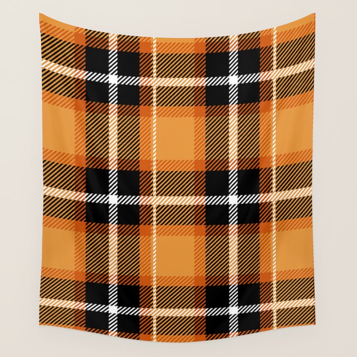 Orange + Black Plaid Wall Tapestry Gallery Image 4
