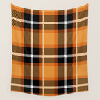 Orange + Black Plaid Wall Tapestry Gallery Image 4