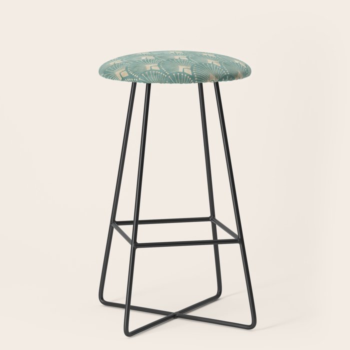 Art Deco Fans Pattern in Teal Stool Gallery Image 1