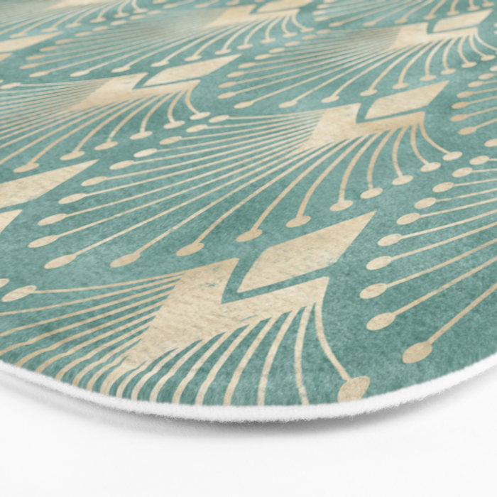 Art Deco Fans Pattern in Teal Bath Mat Gallery Image 3