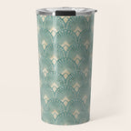 Art Deco Fans Pattern in Teal Travel Mug Gallery Image 1