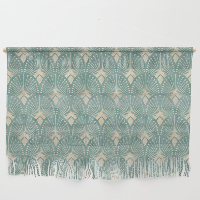 Art Deco Fans Pattern in Teal Wall Hanging Gallery Image 1