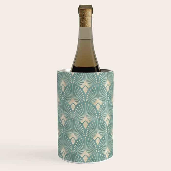 Art Deco Fans Pattern in Teal Wine Chiller Gallery Image 1