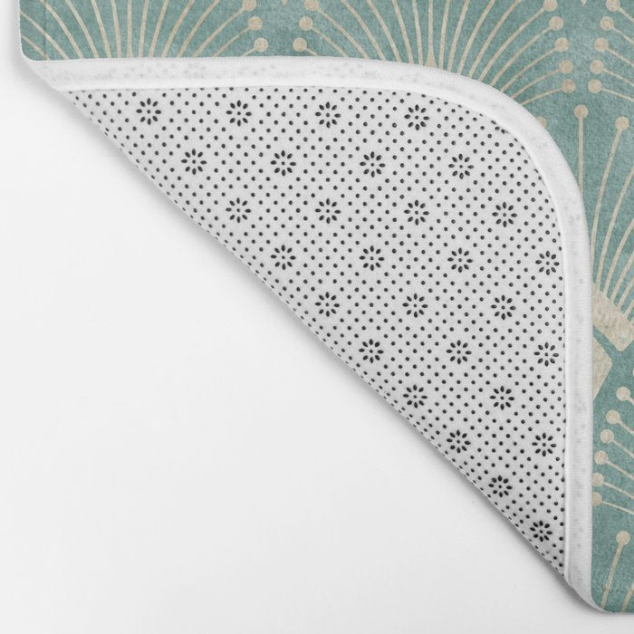 Art Deco Fans Pattern in Teal Bath Mat Gallery Image 2